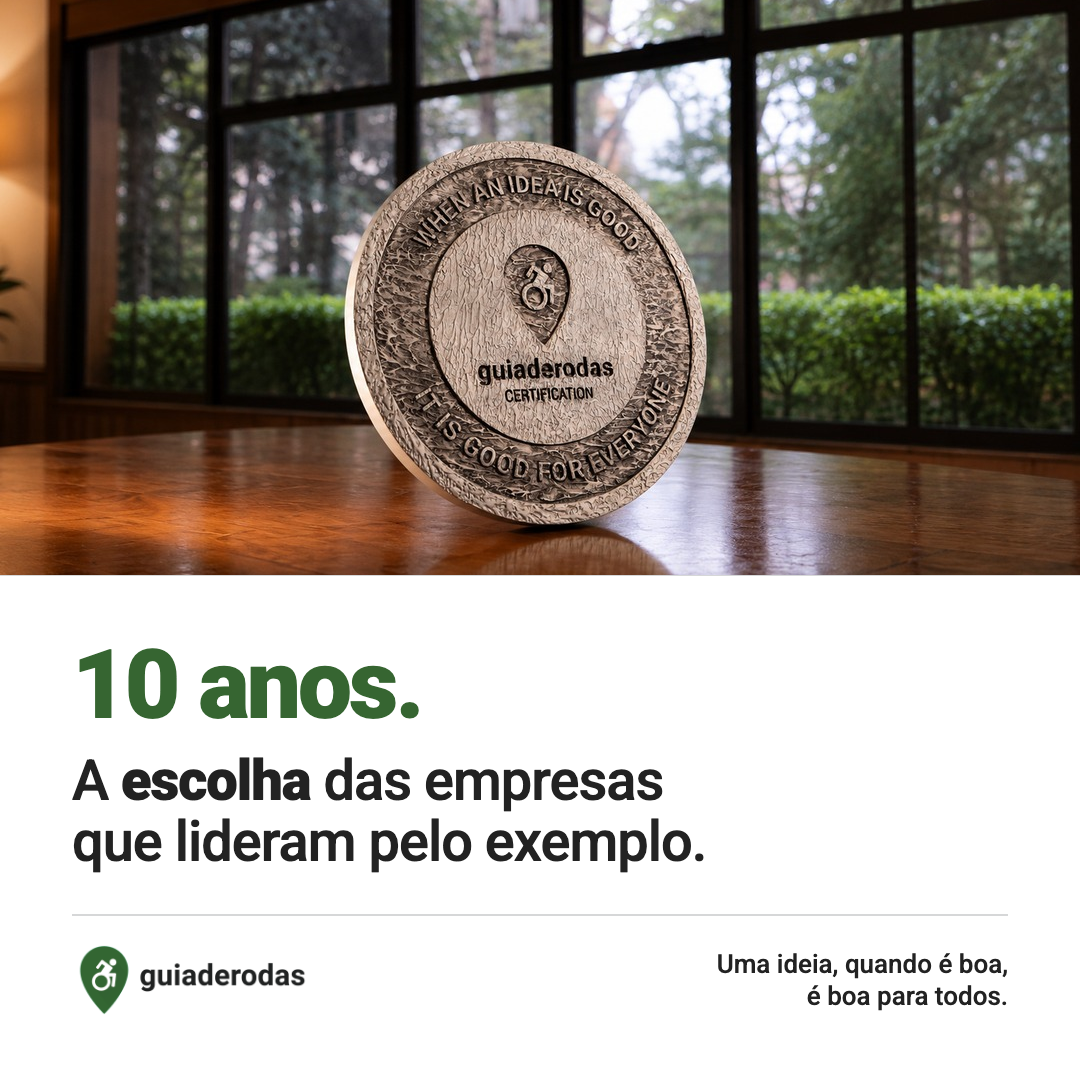 Mockup do Post 1: lettering '10 anos. A escolha das empresas que lideram pelo exemplo.' com selo 10 ANOS 2016-2026 e placeholder de foto institucional