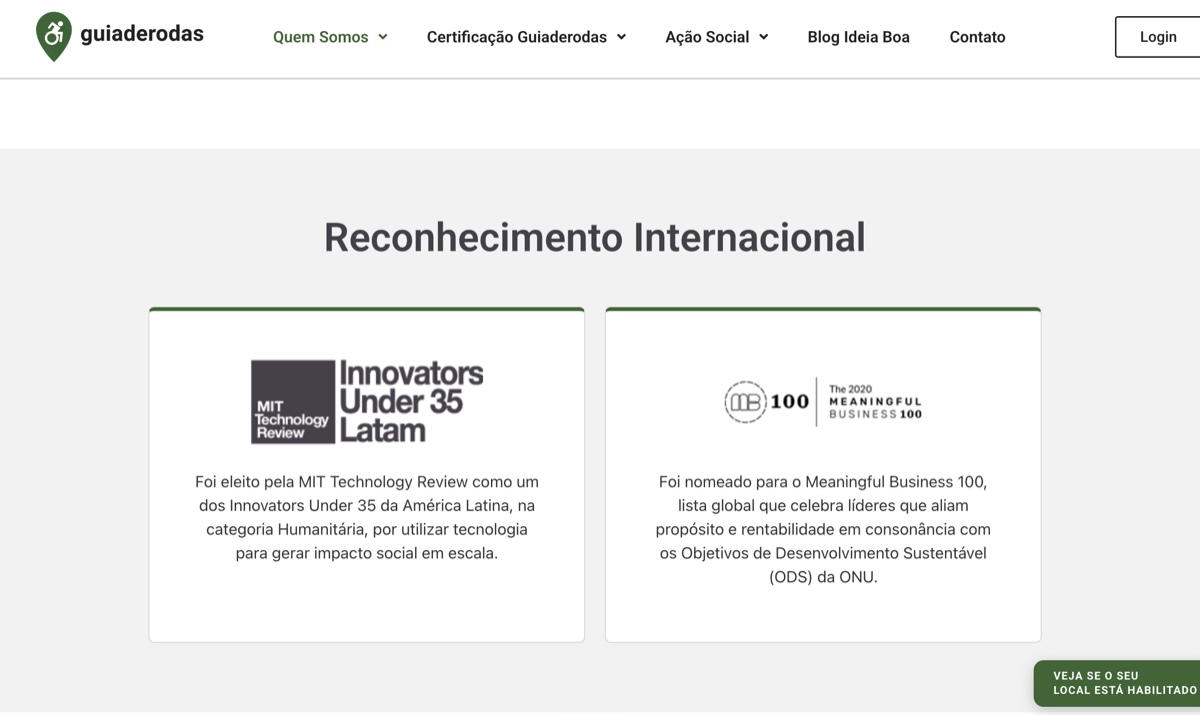 Exemplo de exceção: Reconhecimento Internacional