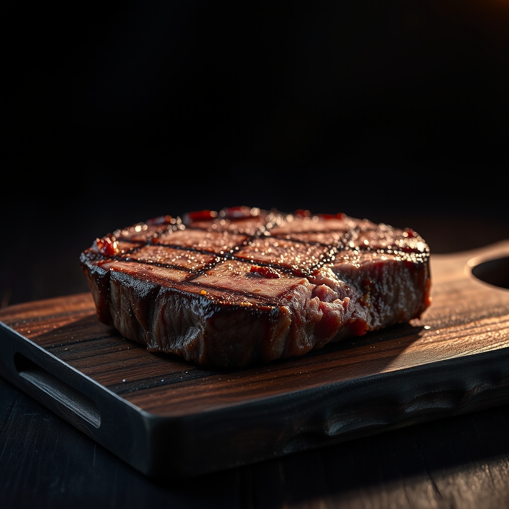 Corte premium da Boutique Premium Beef em tábua de madeira